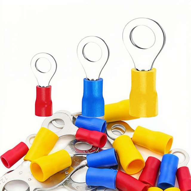 TEMINUO 80 Stück isolierte Ringkabelschuhe O-Ring-Crimpverbinder Set mit M4, M6, M8 und AWG-Größen aus PVC - Bild 1