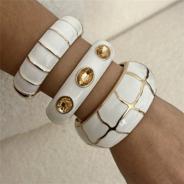 HUANZHI Armband, Weiß, Wasser Strass, Geometrisch, Unisex - Bild 1