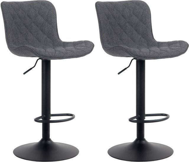 CLP 2er Set Barhocker Emma höhenverstellbare Barstühle in Grau mit Rückenlehne und 360 Grad Drehsitz im modernen Design - Bild 1