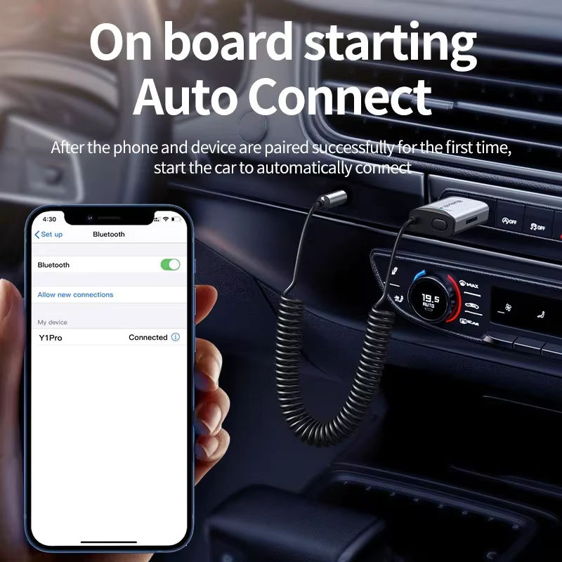 VIKEFON Bluetooth 5.3 Empfänger Stereo Wireless Car Audio-Adapter mit USB und 3,5 mm Klinke AUX, Silber - Bild 4