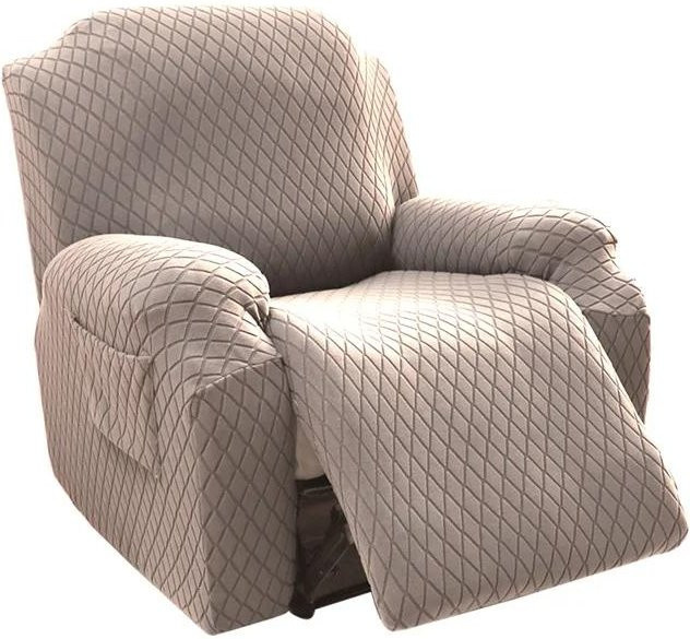 4er-Set elastische Jacquard Sesselbezüge für Liegesessel und Einzelsofas in Beige - Bild 1