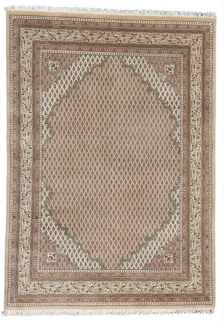 Handgeknüpfter Orient Teppich MIR CORNER aus Wolle in Pink und Beige, Rechteckig - Bild 1
