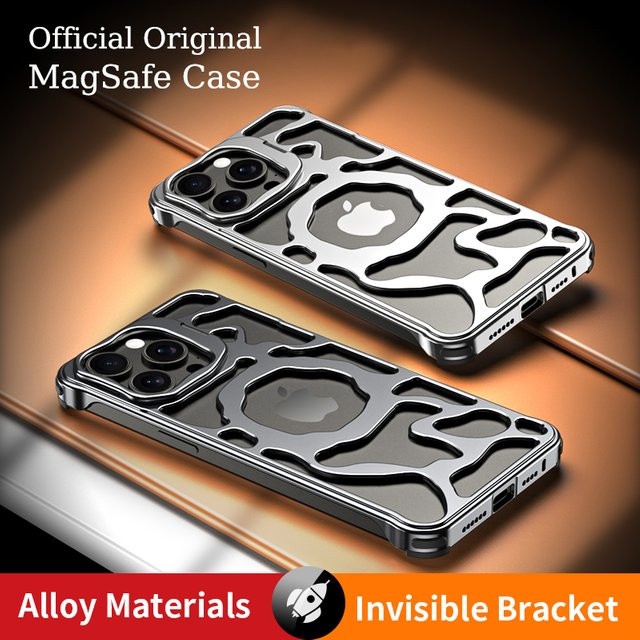 MagSafe Schutzhülle aus Titan-Aluminiumlegierung für iPhone 16 15 14 13 Pro Max mit Wolkenkühlrahmen in Grau - Bild 1