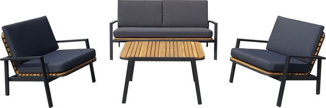 Intergard Loungemöbel Dexter aus Aluminium und Akazienholz in Schwarz - Bild 1