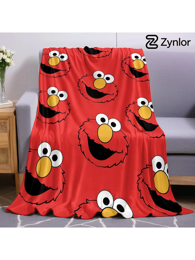 Beast Kingdom Elmo Cartoon Anime Flanelldecke mit Gesichtsmotiv, rote Kuscheldecke aus Polyester für Kinder, Sofa oder Bett - Bild 6