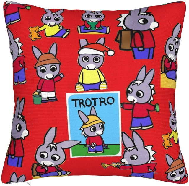 Trotro Cartoon Quadratischer Kissenbezug von JMG Clothing in Rot mit Reißverschluss, B/B: 40 x 40 cm - Bild 1