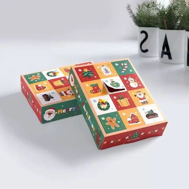 Runto 5er Set Weihnachts Adventskalender Lochboxen mit 12 Gittern in Multicolor für Weihnachtsgeschenke und Weihnachtsfeiern - Bild 1