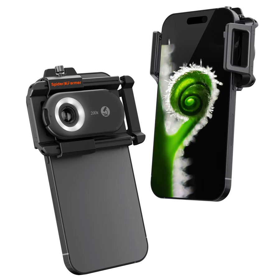 Spider Farmer Clip-On-Lupe 200X Trichome-Mikroskop in Schwarz mit LED- und UV-Lichtern, Nano-Zoom und CPL-Filter für Smartphones - Bild 4