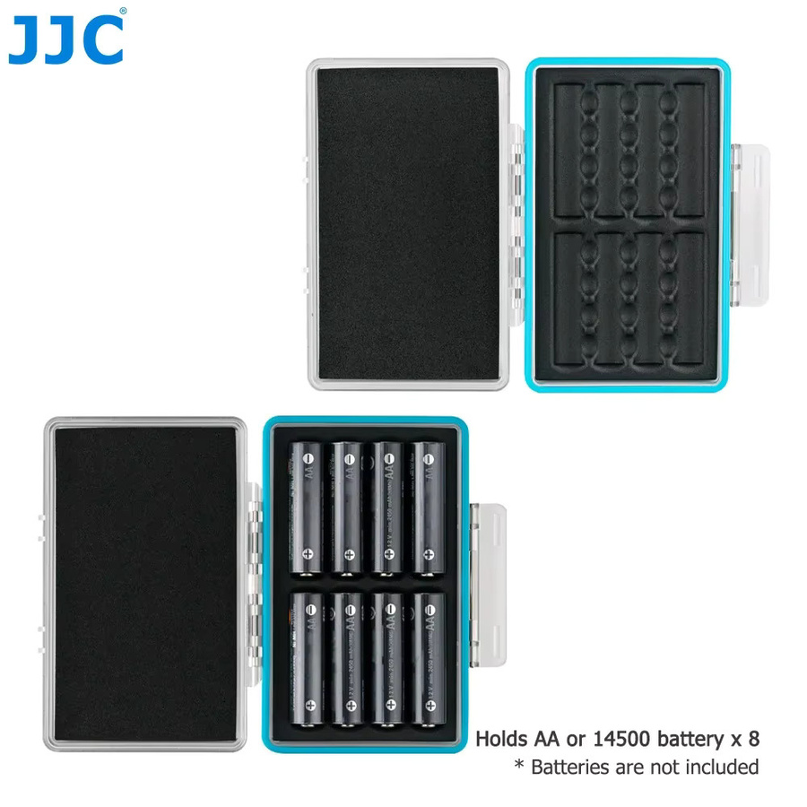 JJC AA-Batteriegehäuse mit 8 Steckplätzen, wasserabweisender und stoßfester Batterie-Aufbewahrungskoffer für 8 x AA 14500-Batterien, AA-Batterie-Organizer - Bild 2