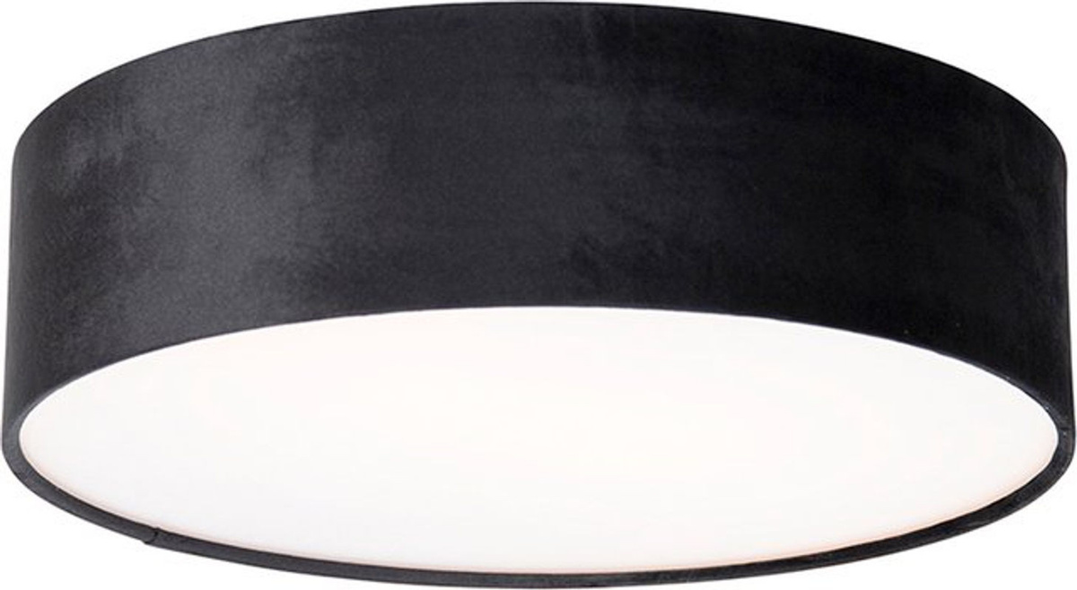 QAZQA Deckenlampe Drum in Schwarz mit goldener Innenseite, Durchmesser: 40 cm - Bild 1