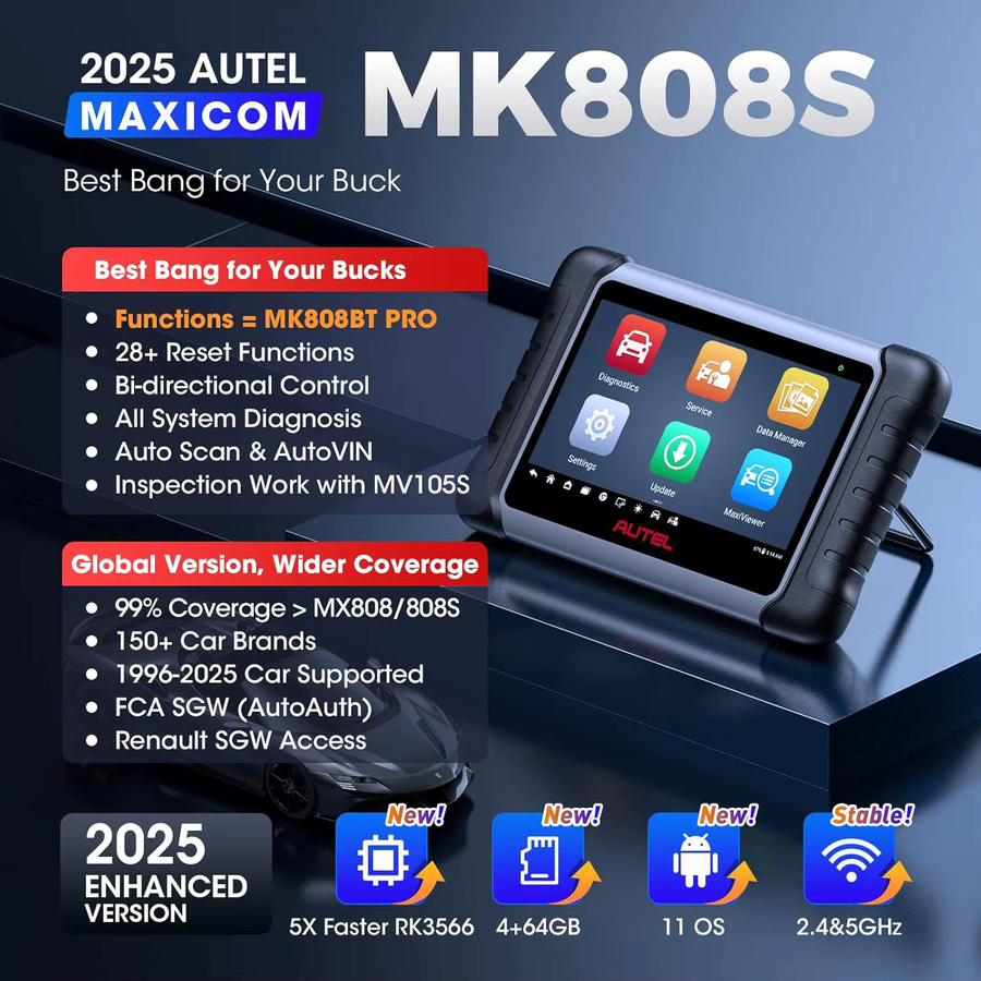Autel MaxiCOM MK808S Bidirektionales Diagnosegerät in Schwarz mit OBD2-Scanner und bidirektionaler Steuerung - Bild 2