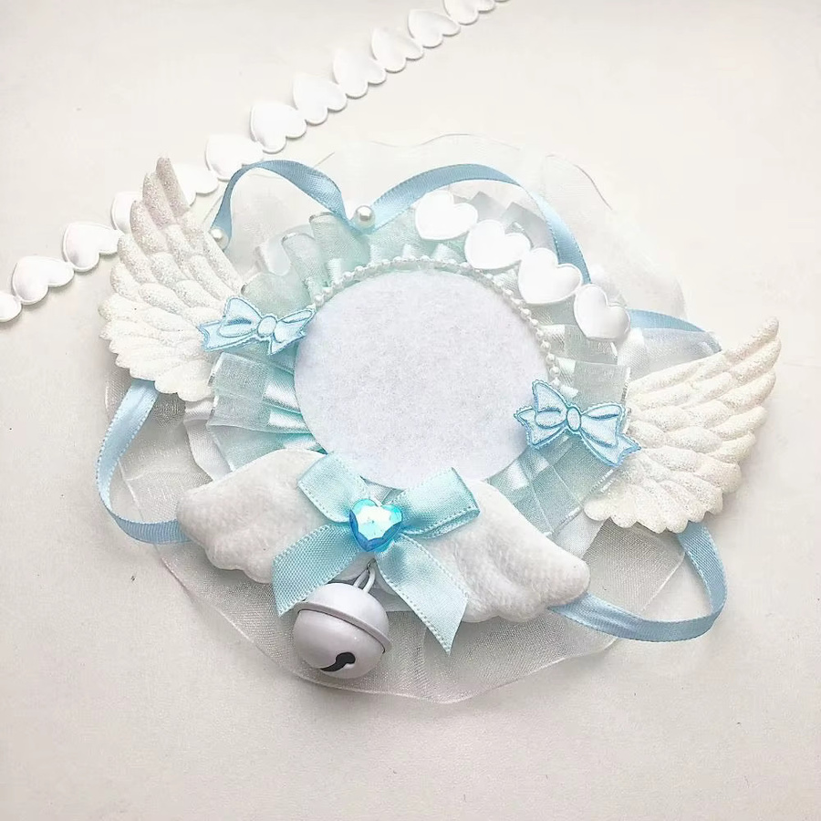Tragbare Kawaii Abzeichenhülle im koreanischen Stil mit Spitzenflügeln und Schleife, handgefertigtes Abzeichen-Display-Etui für Mädchen, Farbe: Rot, Durchmesser: 58 mm - Bild 1