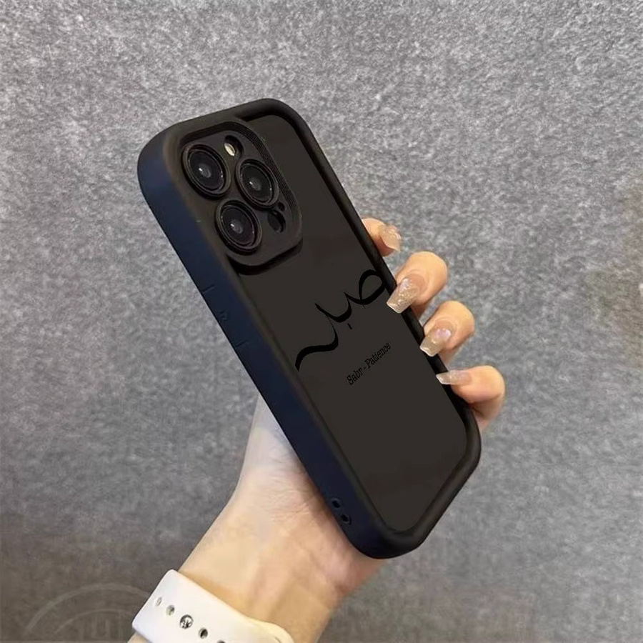 Sabr Patence Silikon Handyhülle für iPhone 17 16 15 14 13 12 11 Pro Max Plus, Schwarz, vollständige Abdeckung - Bild 3