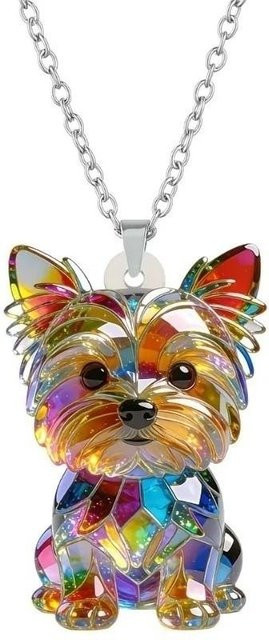 Halskette Acryl, Yorkshire Terrier Anhänger, brown, Damen - Bild 1
