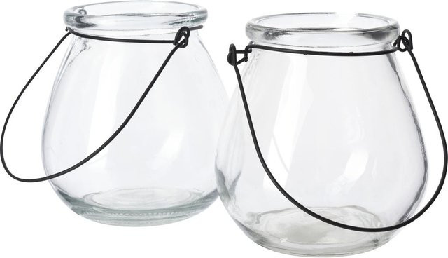 VBS Windlicht aus Glas, 2 Stück, transparent, hängend, Durchmesser: 10,0 cm, Höhe: 10,8 cm - Bild 1