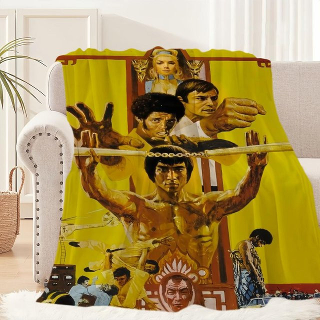 BIPIPOP Plüschdecke Kung Fu Design für Kinder, Gelb, B/B/H: 127,0 x 152,4 x 1,0 cm - Bild 1