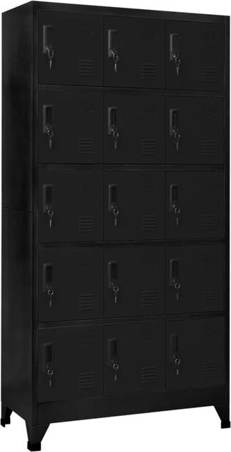 vidaXL Schließfachschrank aus Stahl in Schwarz, modern mit Schloss, B/T/H: 90 x 40 x 180 cm - Bild 1