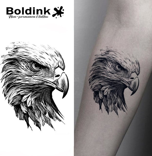 Boldink Fierce Gaze Eagle Temporäres Tattoo, wasserfest, semi-permanent - Bild 1