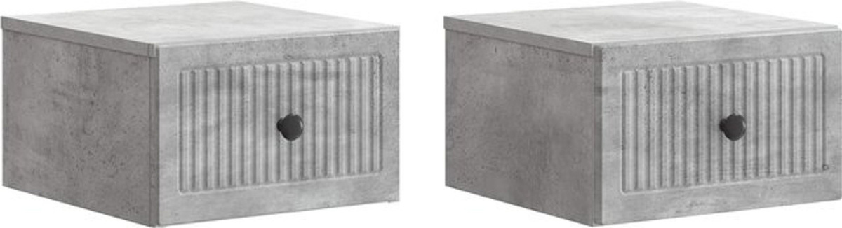 Set aus 2 wandmontierten Nachttischen von vidaXL in Betongrau im Industrial Design, B/T/H: 33 x 34,5 x 20 cm - Bild 1