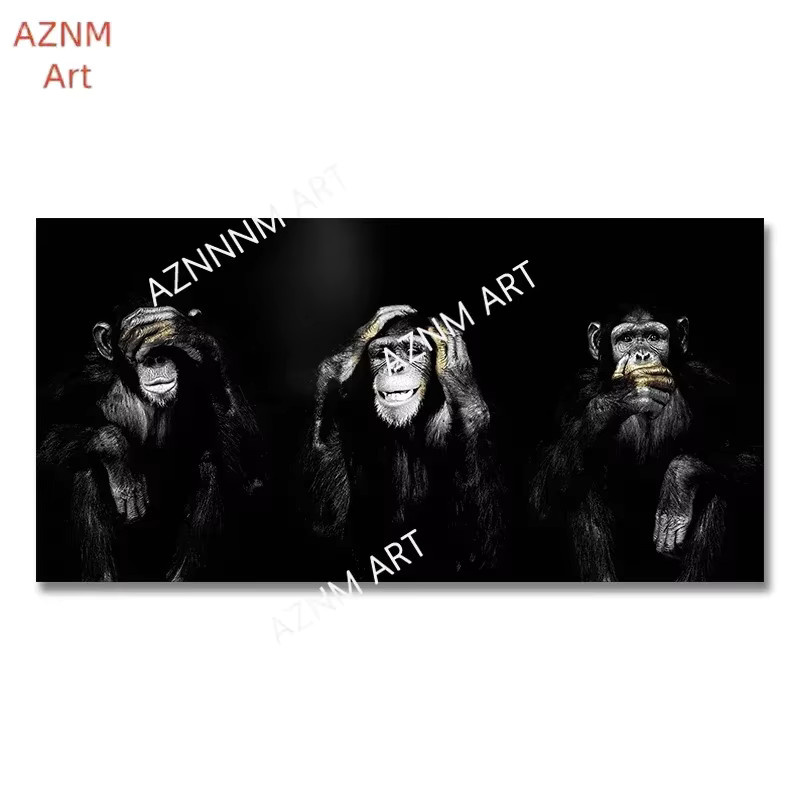 AZNM Leinwandgemälde Tier-Wandkunst Dunkler lustiger Affe Großformat-Poster für deine Wohnzimmer-Dekoration ohne Rahmen - Bild 2