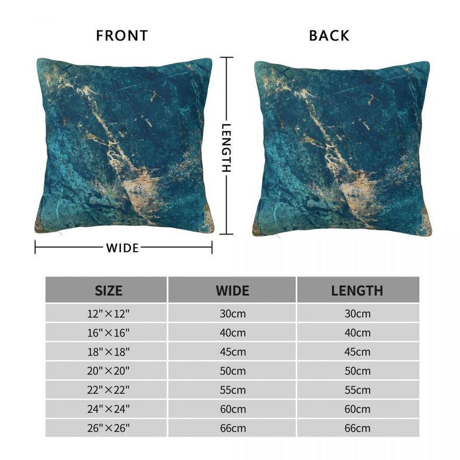Lu Xika Chen Quadratische Kissenhülle mit Marmor-Print in Türkis und Blaugrün aus Polyester-Leinen-Samt mit Reißverschluss, B/T/H: 18 x 18 x 18 cm - Bild 4