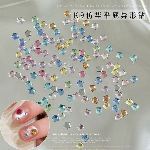 YYM Nagelrhinestones, 50 Stück, Fünfzackige Sterne, Glänzend - Bild 1