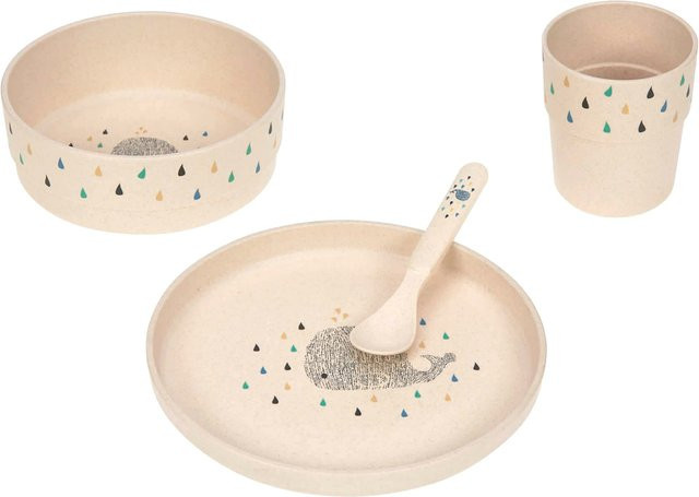 Lässig 4-tlg. Geschirrset für Kinder in Beige aus Kunststoff, mikrowellen- und spülmaschinenfest - Bild 1