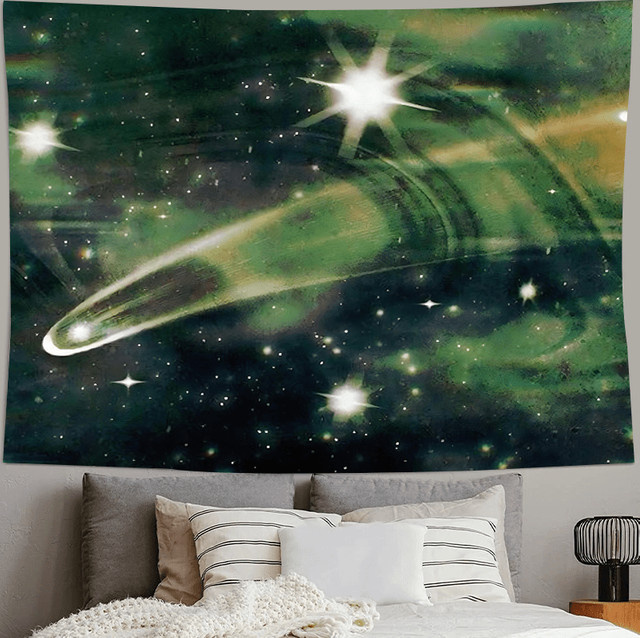 VIKAMA Cosmic Aurora Wandbehang mit Sternenhimmel und Nebula Gradient in Multicolour, B: 60 cm, H: 40 cm - Bild 1