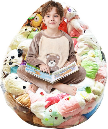 Willstar Sitzsack-Bezug aus transparentem Stoff für Kinder und Erwachsene, runde Tatami-Form, Durchmesser: 75 cm, Höhe: 60 cm