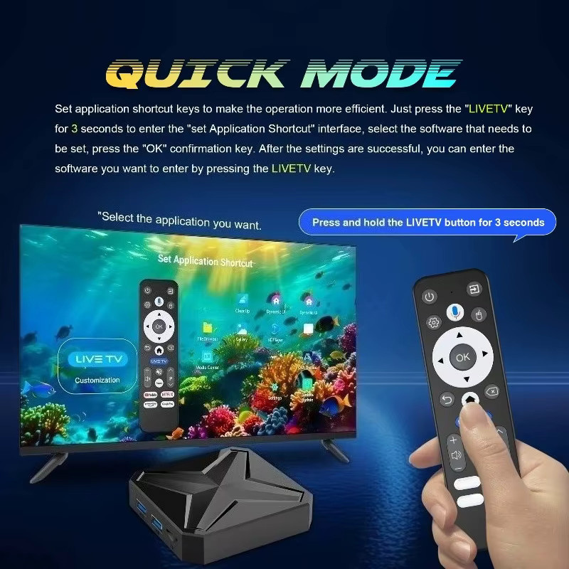 LEEDOAR MINI+ Smart TV Box Android 14 mit WiFi 6, RK3518 Prozessor, 2GB RAM, 16GB Speicher, Sprachassistent und 8K Unterstützung, Schwarz - Bild 2