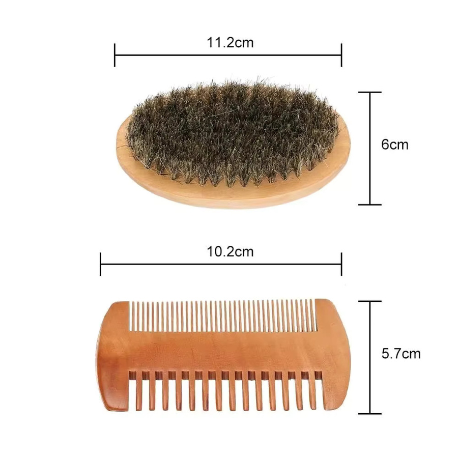 MS Rasierpinsel-Set für Herren, Wildschweinborsten, Bartbürste und Kamm - Bild 2