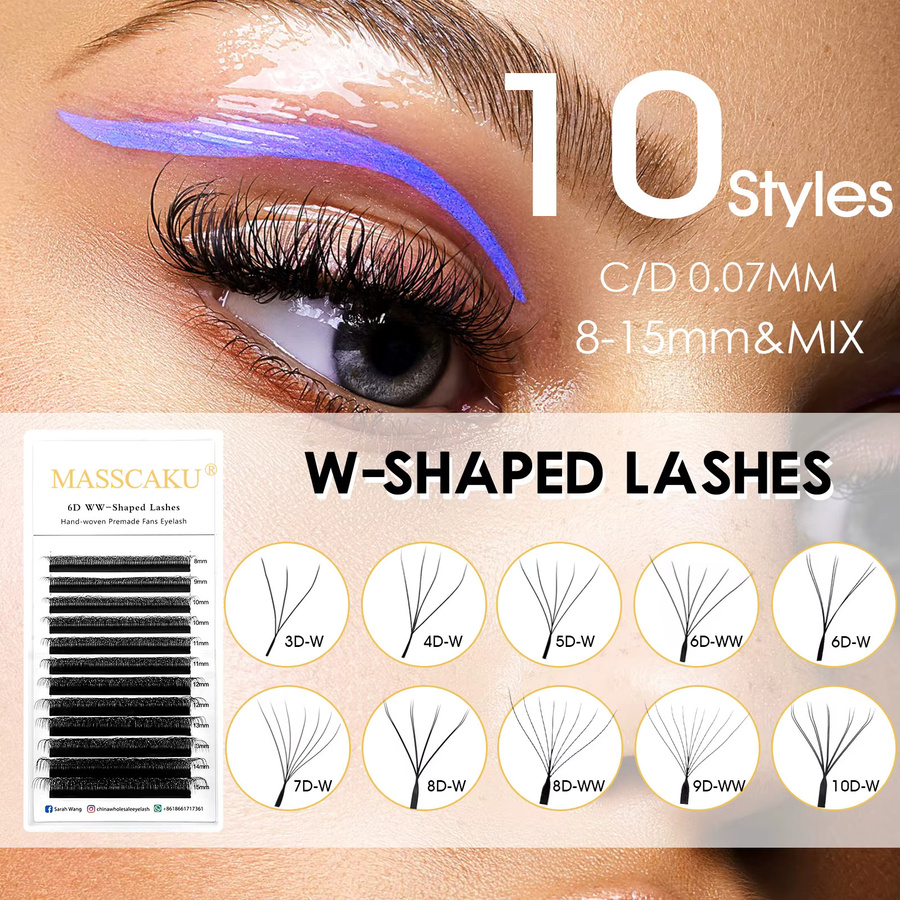 MASSCAKU Künstliche Wimpern Kleeblatt-Design, Schwarz, Natürlich - Bild 1