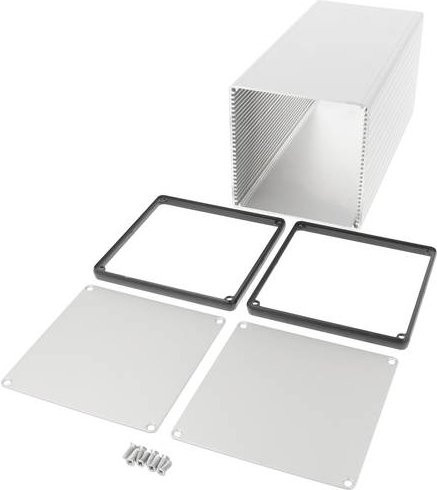 Hammond Electronics 1455NS2201 Universal-Gehäuse aus extrudiertem Aluminium in Silber und Transparent, B/T/H: 22,0 x 10,3 x 10,3 cm - Bild 1
