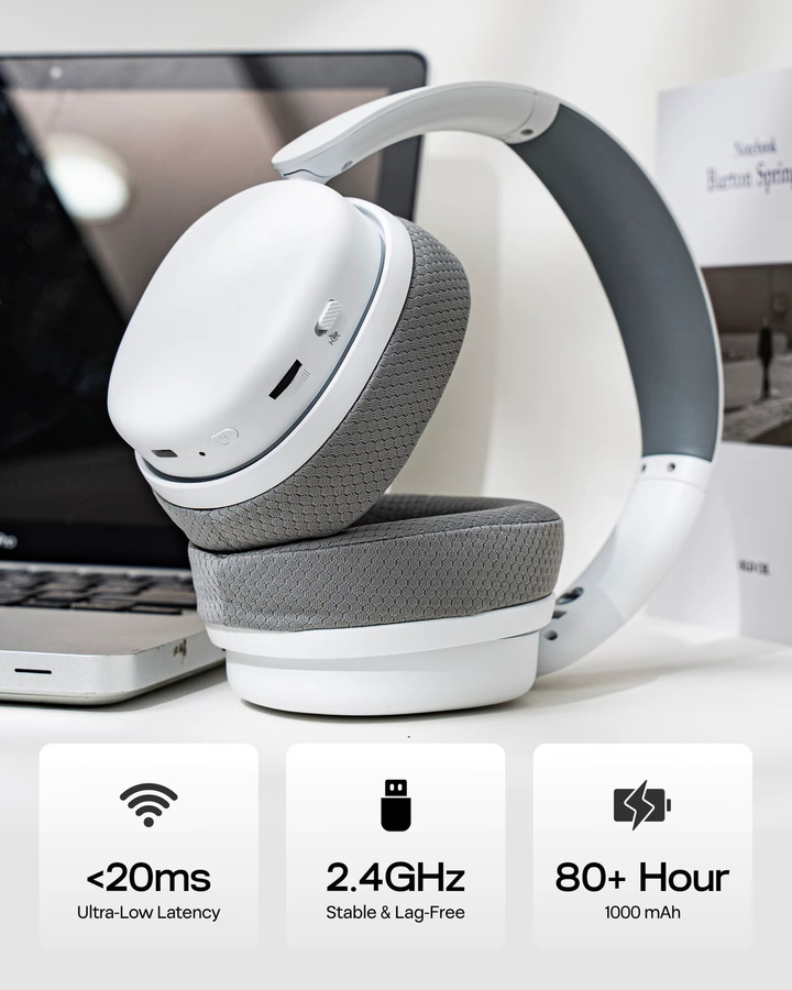 AULA G7 Pro Gaming-Kopfhörer mit 7.1 Surround-Sound, Bluetooth und 2,4 GHz kabellos, weiß, mit geräuschunterdrückendem Mikrofon für PC, PS4, PS5 und Nintendo Switch - Bild 3