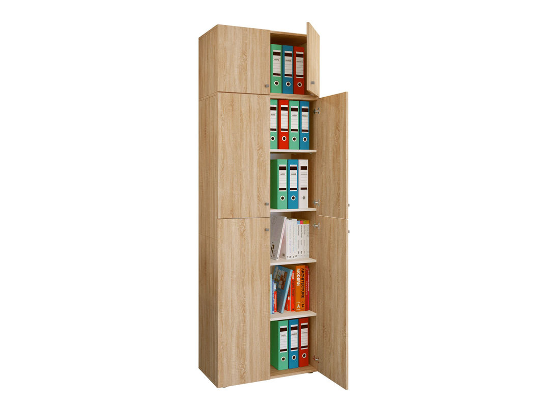 VCM Büroschrank Lona in Eiche, moderner Aktenschrank mit 5 Fächern und Aufsatz, braun, B/T/H: 70 x 39 x 223 cm - Bild 2