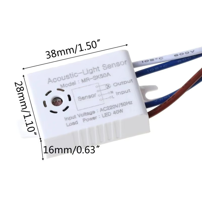 QNCX LED Akustooptischer Steuerungsschalter für Innenräume, Intelligenter Automatischer Ein/Aus-Lichtschalter mit Sprachsteuerung und Sensor-Detektor, Weiß - Bild 5