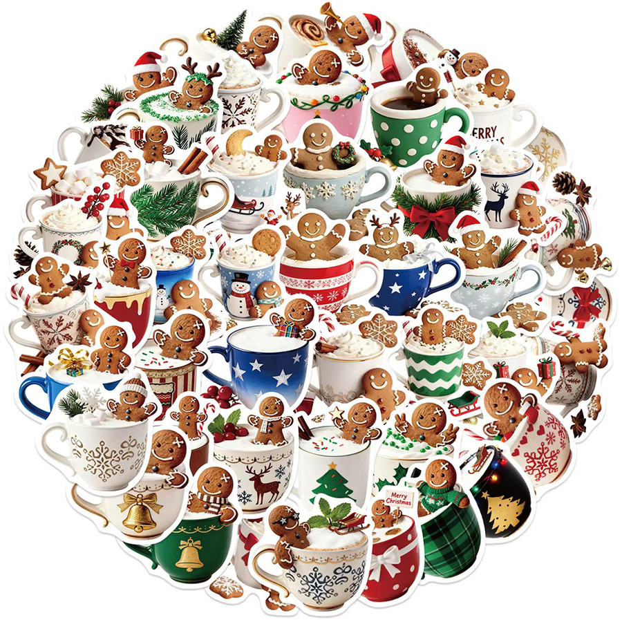 Charile Retro Weihnachten Aufkleber mit Motiv Lebkuchenmann in Mehrfarben zur Dekoration von Notebook, Telefon und Gepäck - Bild 2
