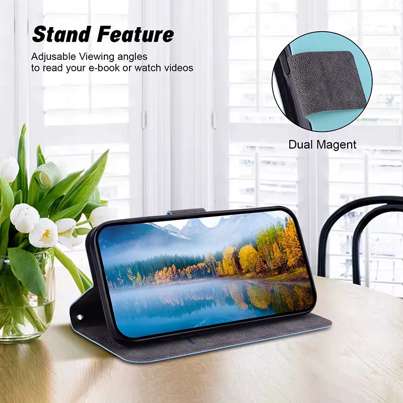 Magnetische Leder-Handyhülle als Flip Cover Wallet Case für Huawei P10 P20 P30 P40 P50 Pro Mate 10 20 Lite Mate 20 Pro in Blau - Bild 3