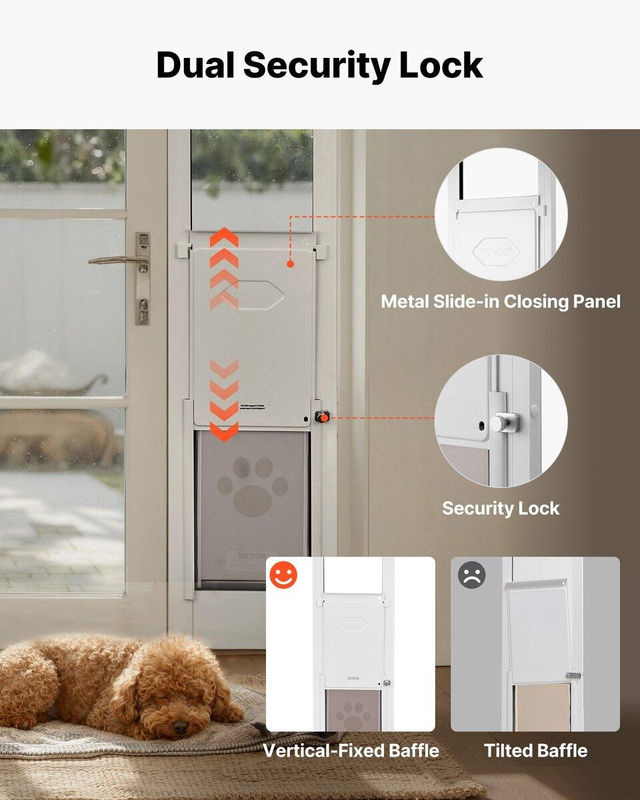 Hundetür für Schiebetüren von Buying Solutions MB in Weiß mit Aluminiumlegierungsrahmen, verstellbarer Höhe von 2311 bis 2439 mm, Schlossdesign und Klappe mit B: 209,6 cm x H: 311,2 cm - Bild 4