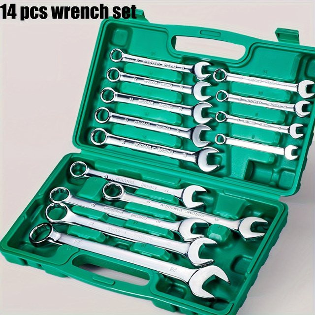 NIUXIANG 14-teiliges Kombinationsschlüsselsatz in Silber mit Aufbewahrungsbox für Metrik und Standard von 8mm bis 24mm - Bild 1