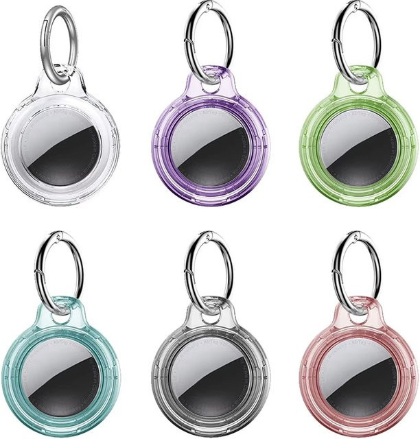 Transparenter wasserdichter Hartschalen-Schlüsselanhänger für Apple AirTags in Pink - Bild 1