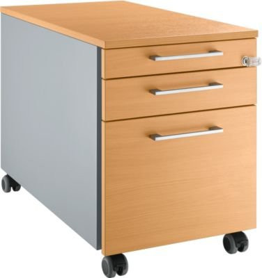 Schäfer Shop Genius Rollcontainer 126 mit Griff, eckig, weißalu/Buche-Dekor, B: 43,5 cm, H: 57,7 cm - Bild 1