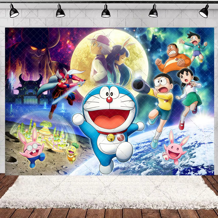 Potdemiel Doraemon Party-Hintergrund Banner für Kindergeburtstage, Blau/Mehrfarbig, B: 90 cm, H: 90 cm - Bild 2