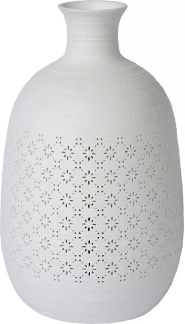 Licht-Erlebnisse Tischleuchte aus Porzellan in Weiß im Retro Design für E14, Höhe: 26,3 cm - Bild 1