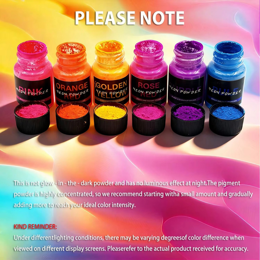 12 Farben Neonpulver Set – Fluoreszierendes Glimmerpulver für Epoxidharz, Seifenherstellung und DIY-Bastelarbeiten in Multicolor - Bild 4