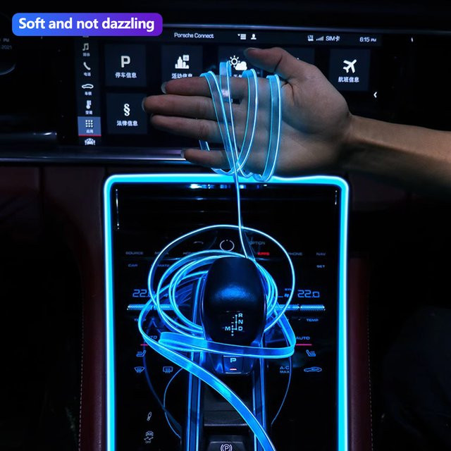 Flexible LED Ambientebeleuchtung für dein Auto mit USB-Anschluss als DIY Kaltlicht-Linie zur Innenraum-Dekoration - Bild 1