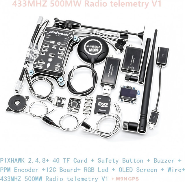 RCTSKY Pixhawk 2.4.8 M9N GPS Flugsteuerung mit Autopilot-Sicherheitsschalter, Buzzer, PPM und I2C für RC-Quadcopter in Schwarz - Bild 1