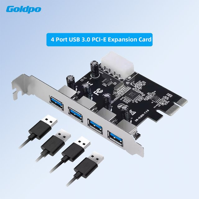 Goldpo USB 3.0 PCI-E Erweiterungskarte mit 4 Ports in Schwarz - Bild 1