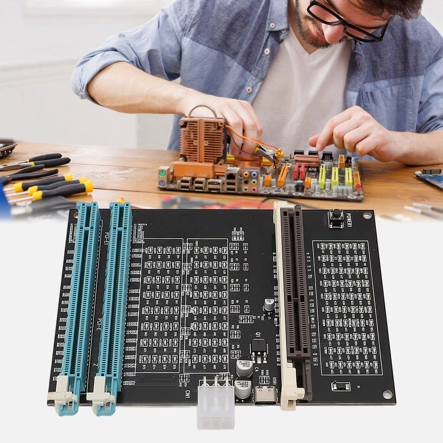 Qiilu Grafikkartentester mit Licht für AGP und PCI-E als Dual Purpose Display Video Diagnosetool in Schwarz - Bild 2
