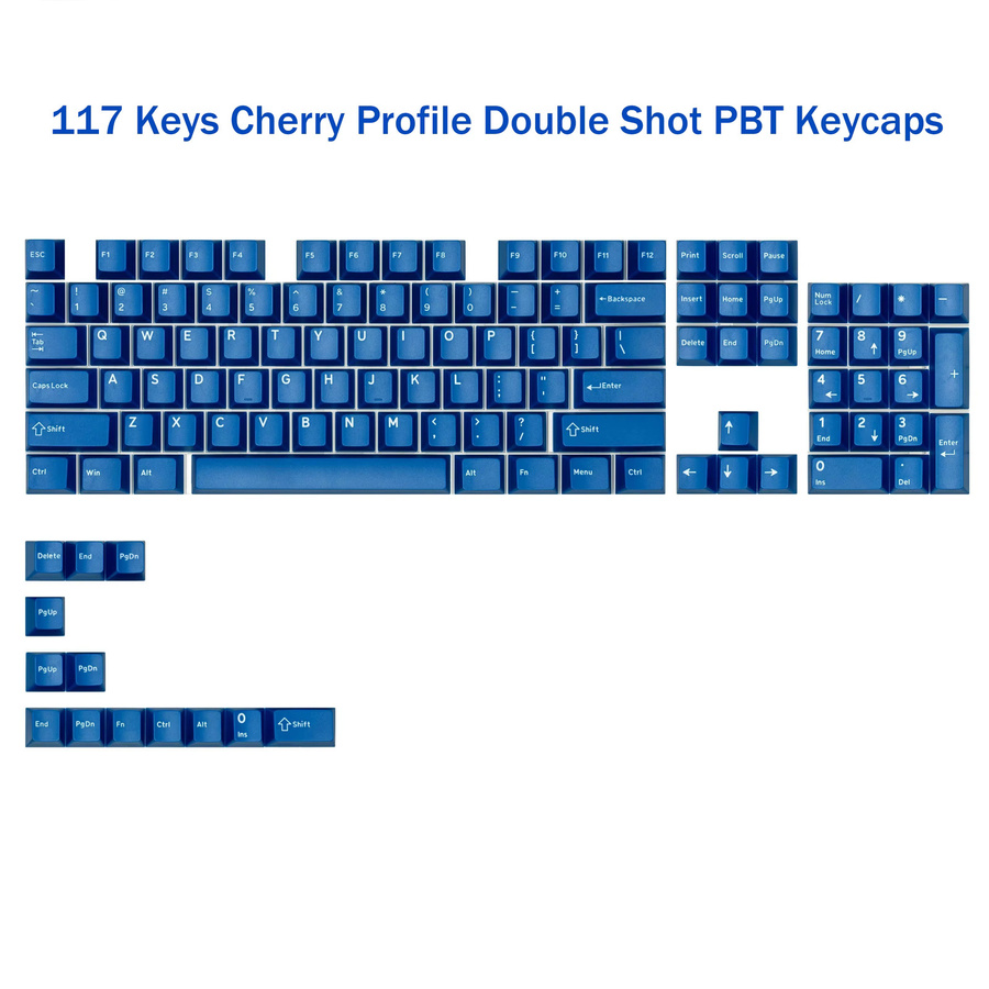 FSWHBY 117 Tasten Keycaps im Cherry-Profil in Blau und Rot aus PBT mit Double-Shot Technologie für mechanische Tastaturen mit Gateron oder Cherry MX Schaltern - Bild 6